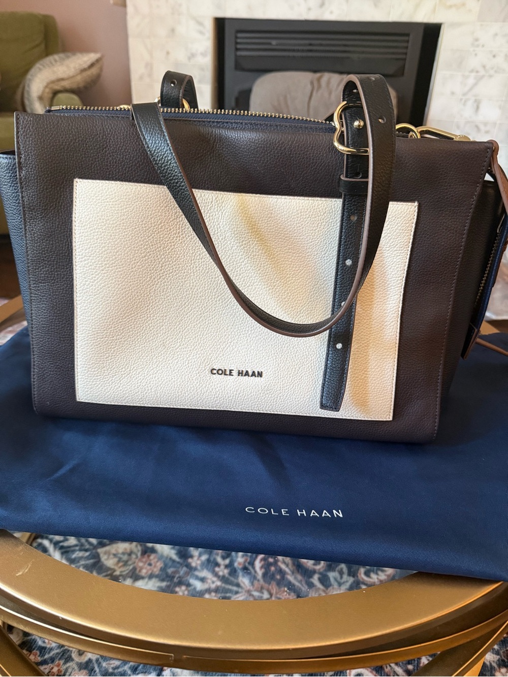 Cole Haan three-Tone Leather Tote - Brown & White